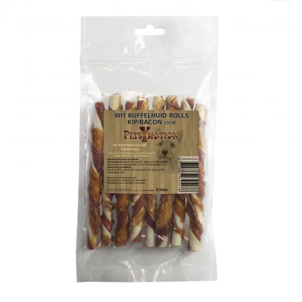 Wit Buffelhuid Rolls Kip/Bacon 13 cm