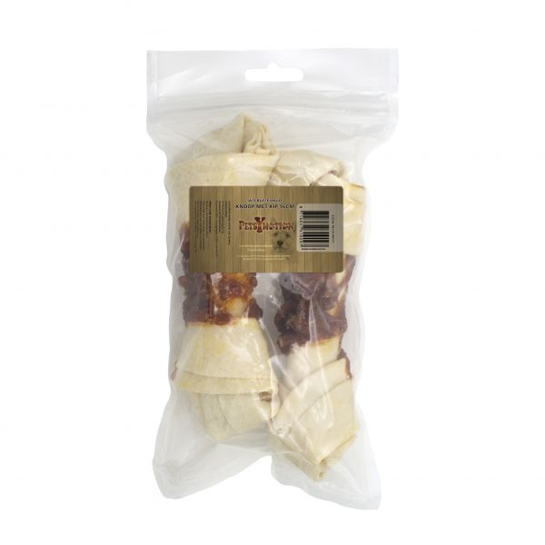 Wit Buffelhuid Knoop met Kip 16cm