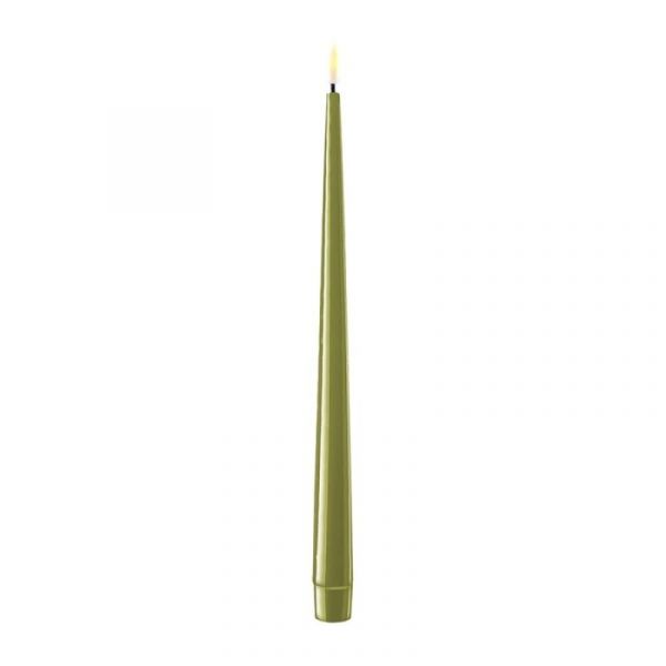 DeluxeHomeart Olive Green LED Shiny Dinner Candle D: 2,2 * 28 cm (2 pcs.)
