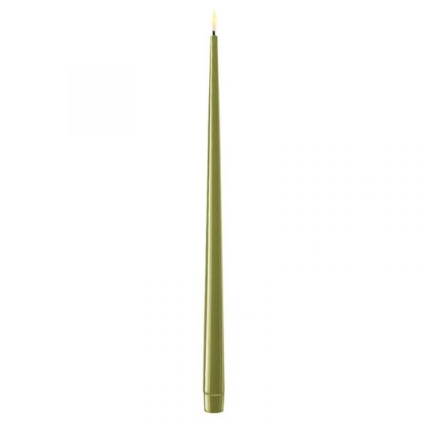 DeluxeHomeart Olive Green LED Shiny Dinner Candle D: 2,2 * 38 cm (2 pcs.)