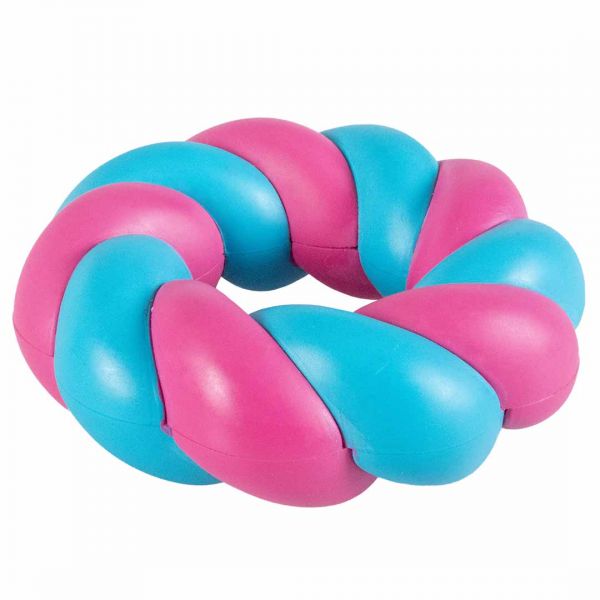 Hondenspeeltje Mallow Ring roze/blauw