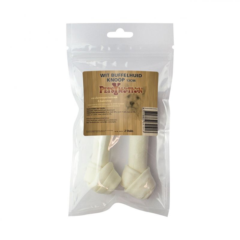 Wit Buffelhuid Knoop 13cm