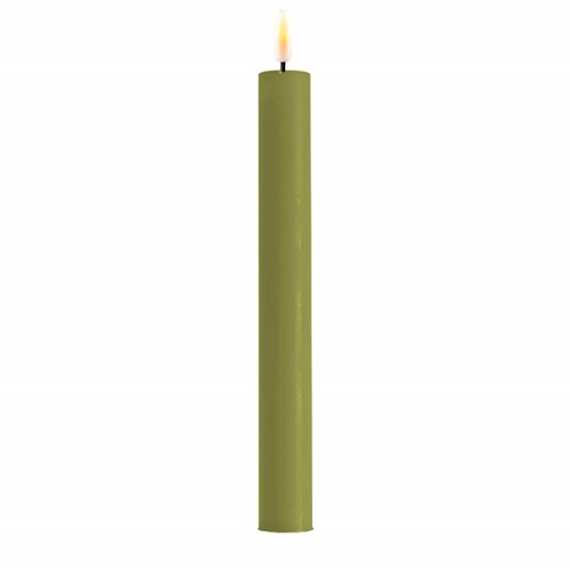 DeluxeHomeart Olive Green LED Dinner Candle D: 2,2 * 24 cm (2 pcs.)