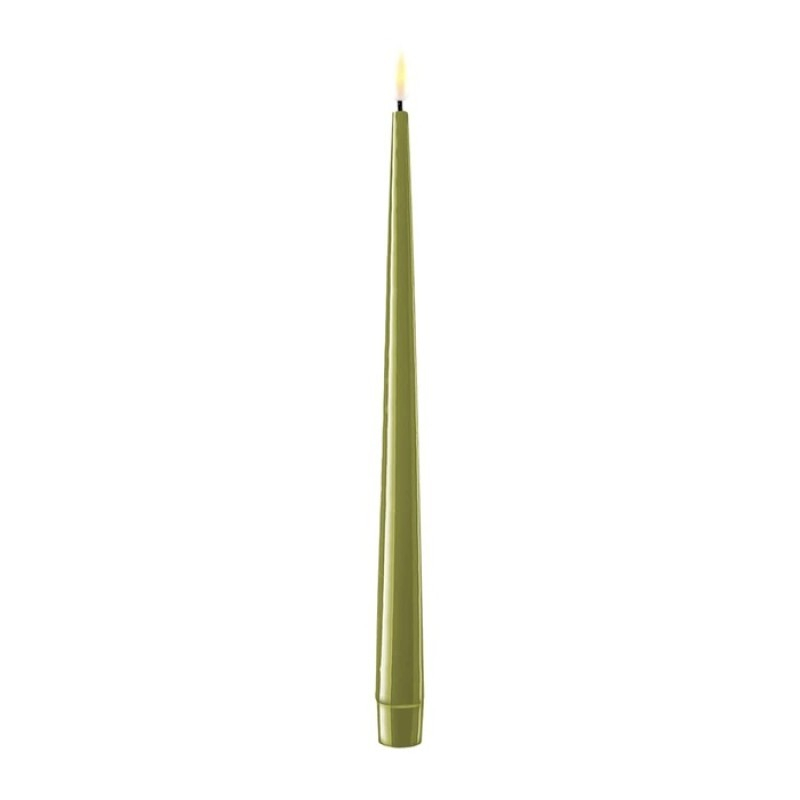 DeluxeHomeart Olive Green LED Shiny Dinner Candle D: 2,2 * 28 cm (2 pcs.)