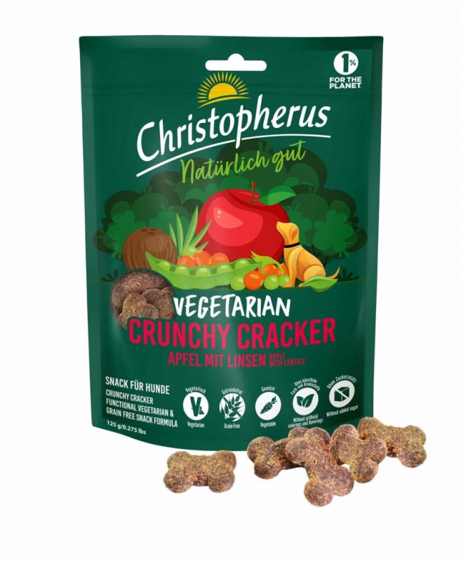 Christopherus Dog Crunchy Cracker Vegetarian Apple with Lentils 125 g