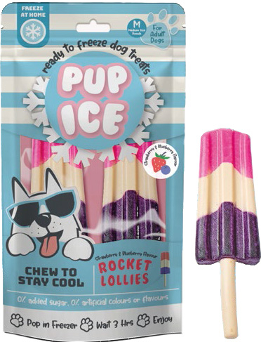 Pup Ice Hondenijsje Raket Aardbei/Bosbessen pak a 2 stuks