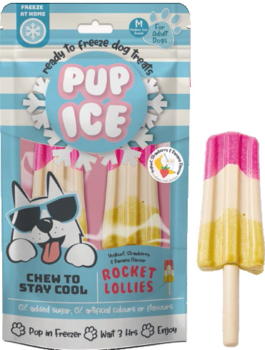 Pup Ice Hondenijsje Raket Yoghurt/Aardbei/Banaan pak a 2 stuks