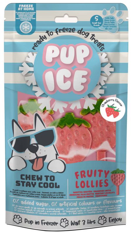 Pup Ice Hondenijsje Fruit Lollie Aardbei pak a 3 stuks